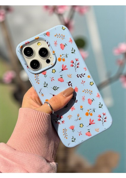 iPhone 13 Pro Max Uyumlu Mavi Çiçek Desenli Lansman Liquid Silikon Kılıf indirimleri
