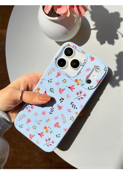 iPhone 17 Pro Max Uyumlu Mavi Çiçek Desenli Lansman Liquid Silikon Kılıf fırsatları