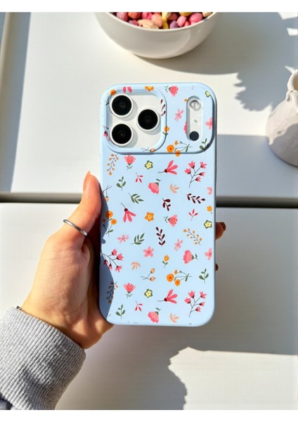 iPhone 17 Pro Max Uyumlu Mavi Çiçek Desenli Lansman Liquid Silikon Kılıf indirimleri