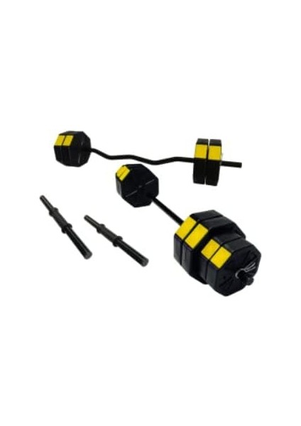 Spor 80 kg Düz Bar (150 Cm) + Z Bar (120 Cm) Full Dambıl Halter Ağırlık Set Sarı Kapaklı fırsatları