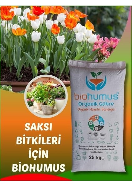 Saksı Bitkileri ve Çiçek Için, Organik Gübre, Organik Sertifikalı, Kök Geliştirici, Toprak Düzenleyici, Bitki Besleyici 25 kg (1) fiyatları