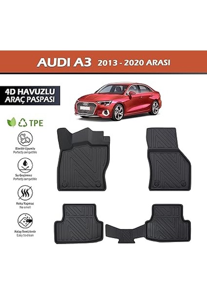 Taban Havuzlu Araç Paspası | Audi A3 Hatchback (2013-2020) ile Uyumlu Araç Paspası fiyatları