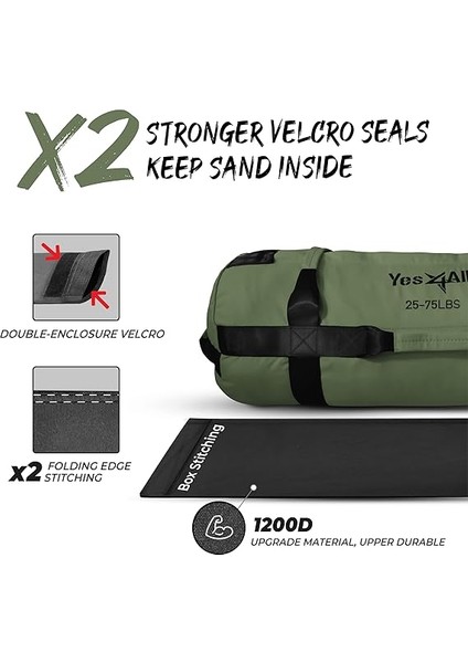 Egzersiz Için Kum Torbaları, Kulplu, Ağırlık Eğitimi Için Ayarlanabilir Kum Torbaları - Renk ve Ölçü Seçenekleri, 2,2-90 kg modelleri