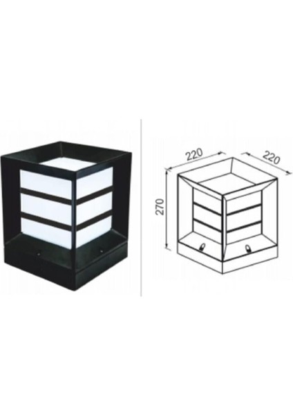 Ags Plastik Bahçe Aydınlatma Kare Küp Izgaralı Siyah fiyatları