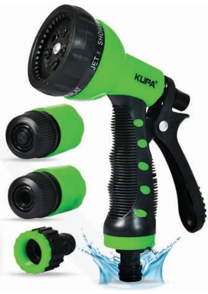 Otomatik 7 Fonksiyonlu Tabanca Seti 3 Bağlantı Adaptörlü Bahçe Sulama Seti 1/2"