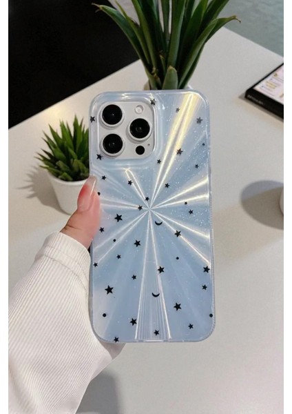 Apple iPhone 14 Pro Max Uyumlu Mavi Yıldız Patlaması Desenli Parlak Silikon Kılıf fiyatları