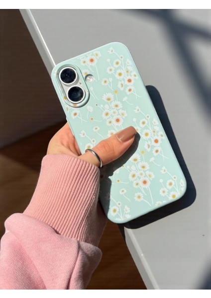 iPhone 17 Uyumlu Papatya Desenli Fıstık Yeşili Lansman Liquid Silikon Kılıf indirimleri