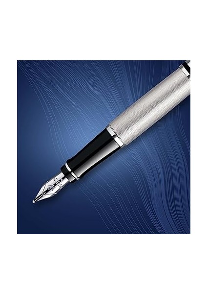 Expert Paslanmaz Çelik Krom Tasarımlı Dolma Kalem, Orta Kalınlıkta Uç, Mavi Mürekkep fırsatları