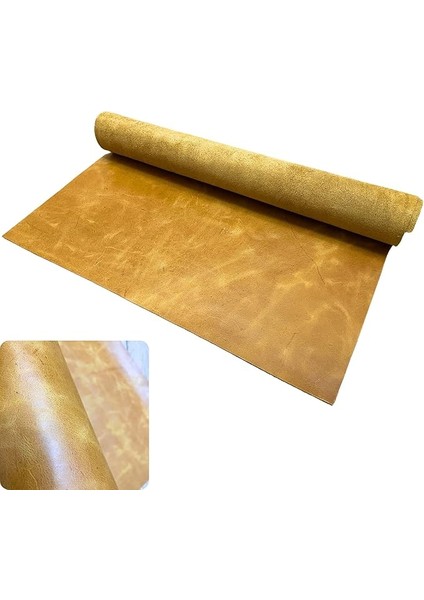 Crazy Horse Parça Deri, Deri Hobi Uğraşlarında Dıy Cüzdan, Kartlık, Çanta Vb Için Panel Kesim Hakiki Deri Parçası, 1 Adet (Camel, 40X25 Cm)