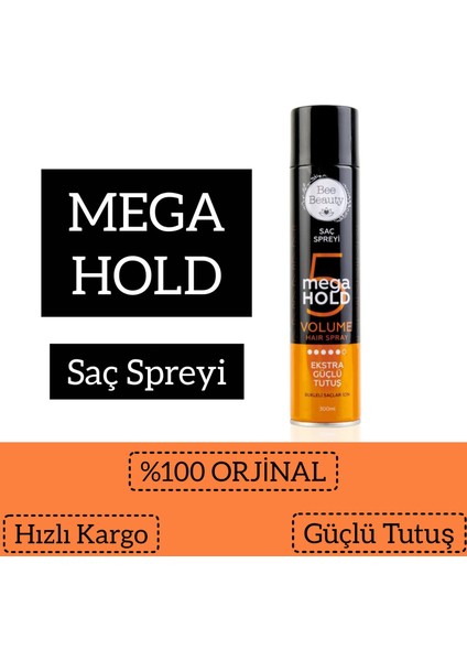 Saç Spreyi Ekstra Güçlü Tutuş Mega Hold 5 (Bukleli Saçlar Için) 300 ml