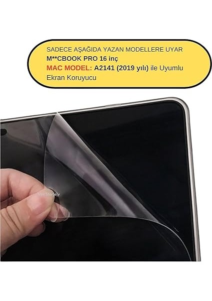 Macbook Pro 16 Inç Ekran Koruyucu Mat Parlamayı Önler (Touchbarlı) A2141 (2019 Yılı Üretimi) ile Uyumlu Şeffaf fiyatları
