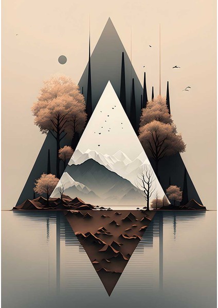 Geometrik Yansıma Manzara Oturma Odası Salon Kanvas Tablo Duvar Resim fiyatları