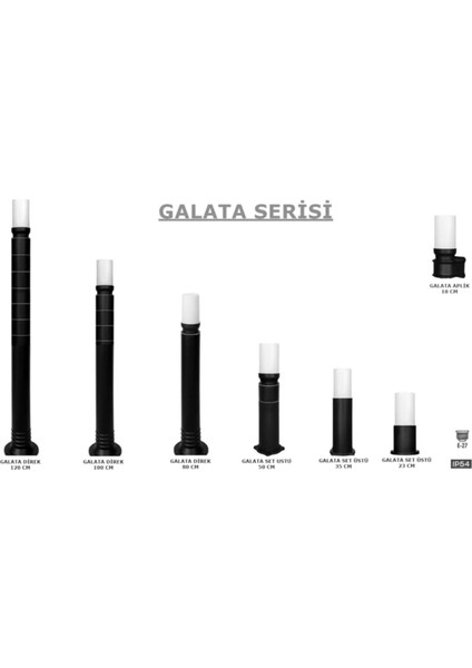 Geldi Bahçe Lambası Galata 50 cm Set Üstü Direk Zita Bahçe Aydınlatması 220V E27 IP54 modelleri