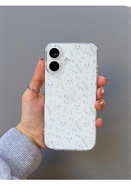 iPhone 16 Uyumlu Şeffaf Çiçek Desenli Yumuşak Kamera Korumalı Silikon Kılıf