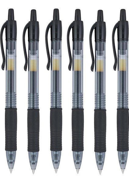 G2 07 Mavi Ince Geri Çekilebilir Jel Mürekkepli Tükenmez Kalem 0,7 mm Uç 0,39 mm Çizgi Genişliği Doldurulabilir Bl-G2 – 7 (6'lı Paket, Siyah)