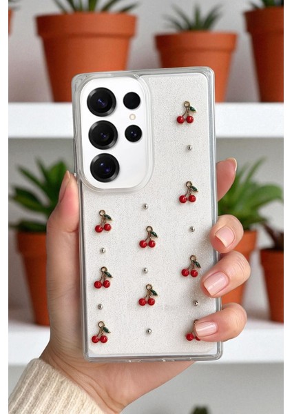 Samsung S24 Ultra Uyumlu – Epoksi Kiraz Desenli, Şeffaf, Darbe Dayanıklı Telefon Kılıfı fiyatları