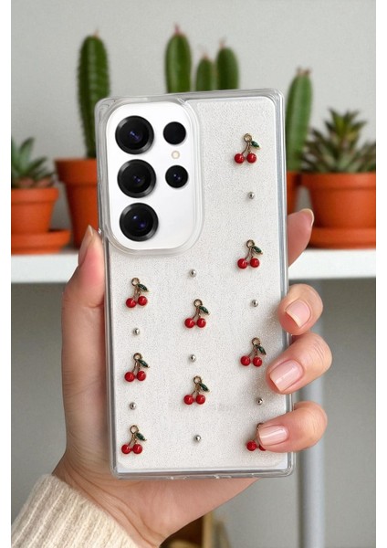 Samsung S24 Ultra Uyumlu – Epoksi Kiraz Desenli, Şeffaf, Darbe Dayanıklı Telefon Kılıfı modelleri