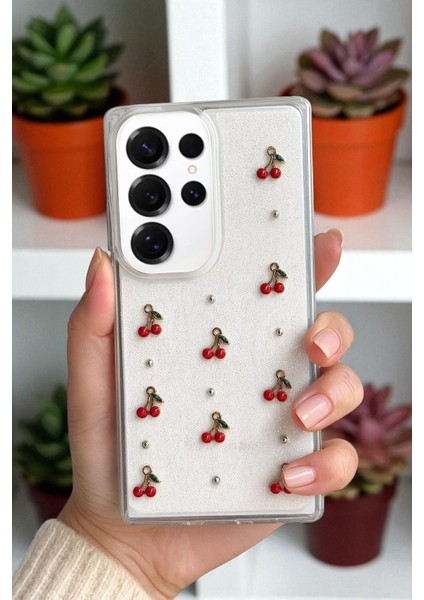 Samsung S24 Ultra Uyumlu – Epoksi Kiraz Desenli, Şeffaf, Darbe Dayanıklı Telefon Kılıfı fırsatları