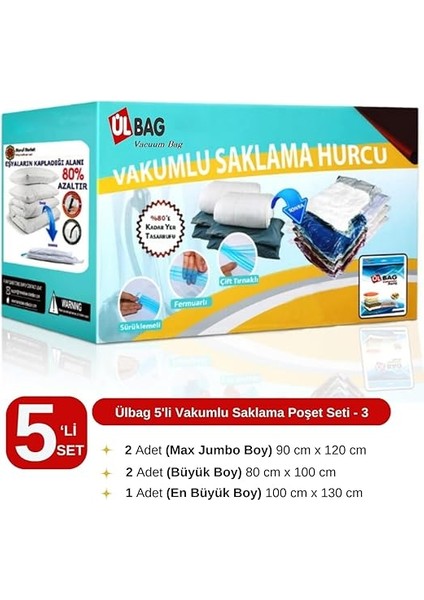 Saklama Hurç 5’li 2 Ad. Xxl & 2 Ad. Xxxl & 1 Ad. Maxi Jumbo Yorgan ve Battaniye Seti fiyatları