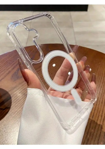 Galaxy S24 Fe Uyumlu Şeffaf Magsafe Kılıf Darbe Emici Silikon, Kamera Korumalı, Manyetik indirimleri