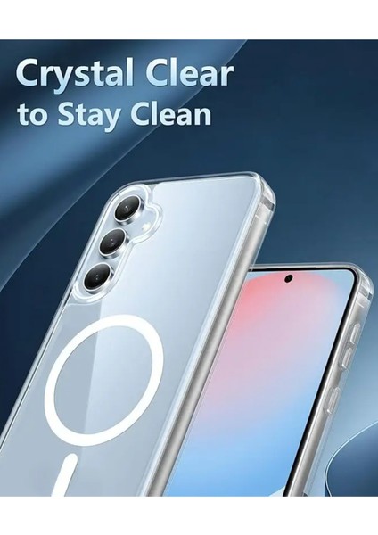 Galaxy S24 Fe Uyumlu Şeffaf Magsafe Kılıf Darbe Emici Silikon, Kamera Korumalı, Manyetik