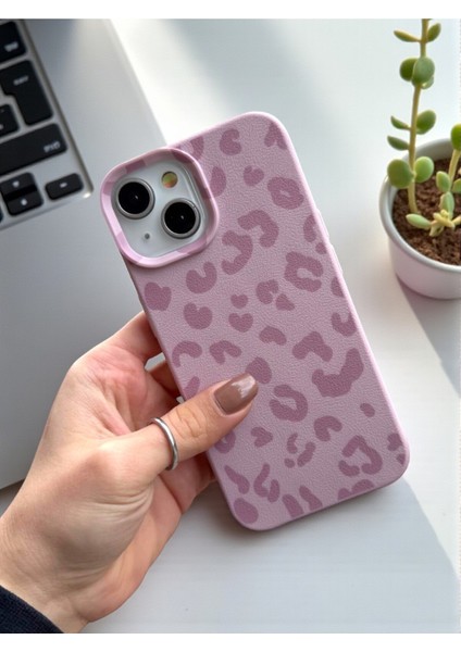 iPhone 15 Plus / 14 Plus Uyumlu Pembe Leopar Desenli Ince Yumuşak Silikon Kılıf modelleri