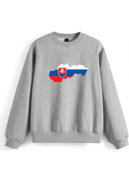 Slovakya Bayrağı Grafik Özel Tasarım Rahat Mevsimlik Bisiklet Yaka Sweatshirt