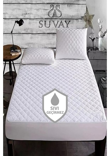 Kapitone Fitted Su Sıvı Geçirmez Alez Tek ve Çift Kişilik Kapitoneli Pamuklu Yatak Alezi 9 Ebat (90X190)