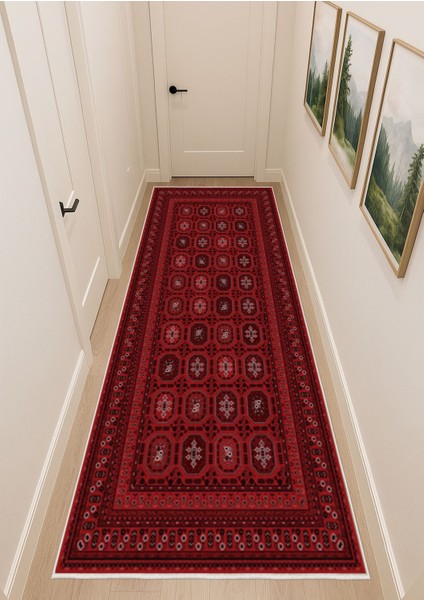 Bordo Kırmızı Otantik Dijital Baskı Salon Halısı Kaymaz Tabanlı Yıkanabilir Halı Yolluk modelleri