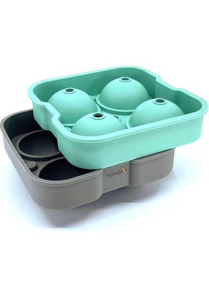 Chef Eysigo Büyük Boy Silikon 4 Bölmeli Top Buz Kalıbı, Sarı Gri (Yeşil Gri) modelleri