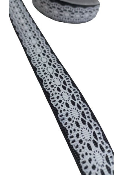 Tafta Dantel Görünümlü Kurdele Siyah 25 mm 5 Metre fiyatları