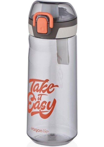 660ML Desenli Rahat Içim Polikarbon Matara (Gri)