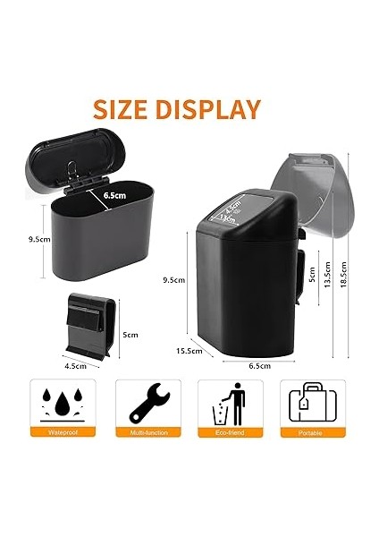 2 Parça Küçük Araba Çöp Kutusu, Evrensel Taşınabilir Mini Araç Çöp Torbası Ile Ev, Ofis, Mutfak Için fiyatları