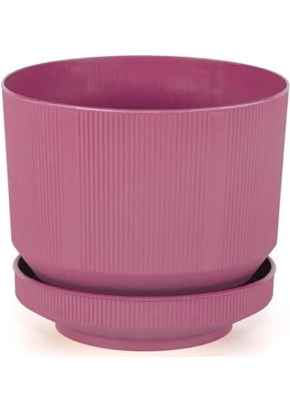 Tabaklı Saksı – Fuşya, 9 Litre, 1 Adet | Büyük Boy Bitki Saksısı, Alt Tabağıyla Birlikte