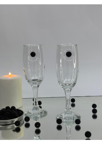 Siyah Böğürtlen Kokteyl Kadehi 2 Li (Kahve Yanı Su/kokteyl Bardak) 190 ml