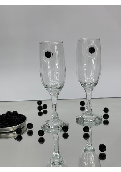 Siyah Böğürtlen Kokteyl Kadehi 2 Li (Kahve Yanı Su/kokteyl Bardak) 190 ml