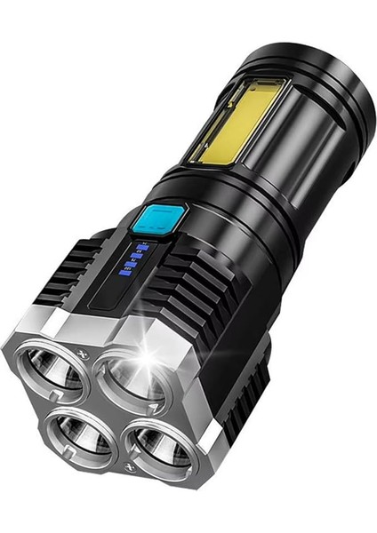 Şarjlı El Feneri 4 Işık Modlu Pil Göstergeli Su Geçirmez LED Fener - AL5191