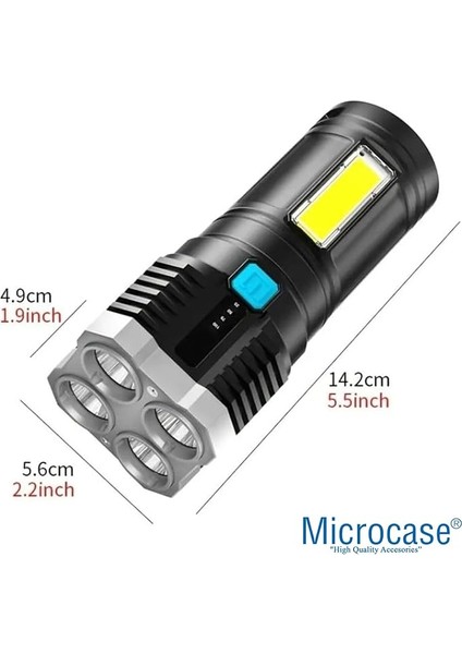 Şarjlı El Feneri 4 Işık Modlu Pil Göstergeli Su Geçirmez LED Fener - AL5191 fiyatları