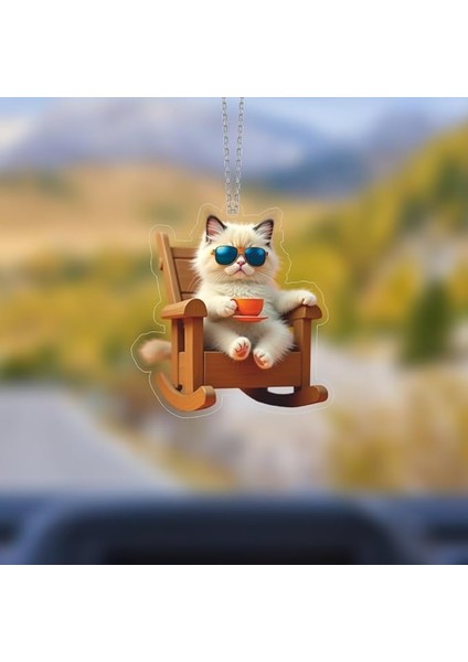 Ayna Süsü Keyifli Kedi, Pleksi Malzeme, Uv Baskılı 008