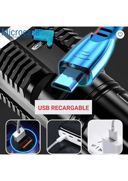 Şarjlı El Feneri 4 Işık Modlu Pil Göstergeli Su Geçirmez LED Fener - AL5191 indirimleri