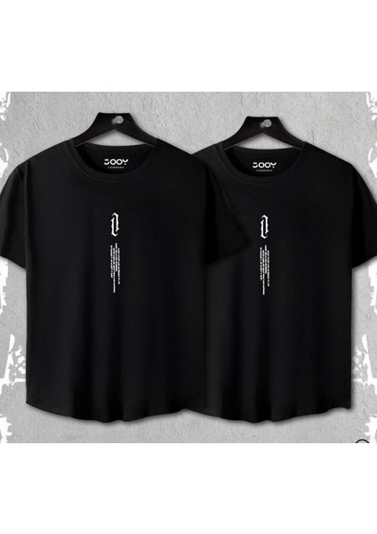 Unisex Dikey Baskılı Oval Kesim 2’li Set Kombin