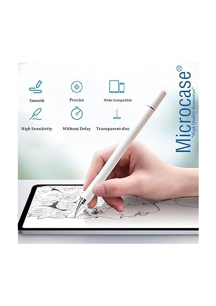 Universal Telefon Tablet iPad Disk Uçlu Stylus Pen Dokunmatik Kalem - AL3461 Beyaz indirimleri