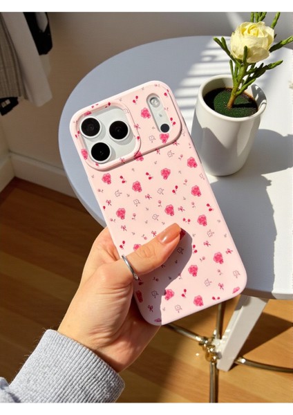 iPhone 17 Pro Uyumlu Pembe Çiçek Desenli Lansman Liquid Silikon Yumuşak Kılıf fiyatları