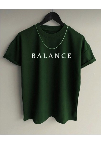 Yeni Sezon Pamuklu Balance Baskılı Oversize Tshirt
