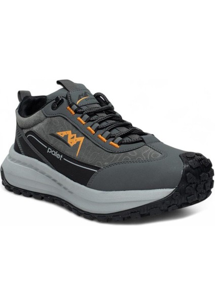 Griye Turuncu Detay Su Geçirmez Kaymaz Taban Trekking Kışlık Erkek Ayakkabı