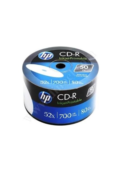 CD-R80 Full Face Inkjet Yazdırılabilir 700 MB 52 x (50 Adet, Her Biri 80 Dakikalık Hatırlatılabilir CD Toplu Paketli Makara)
