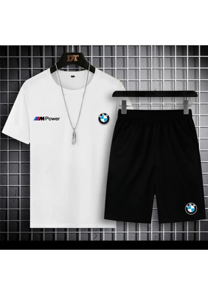 Yeni Sezon Mpower Baskılı Oversize Tshirt - Slim Fit Pamuklu Şort 2'li Takım
