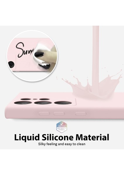 Samsung S24 Ultra Uyumlu Pembe Lansman Seri Liquid Silikon Kılıf Darbe Emici Yumuşak Koruyucu Kapak modelleri