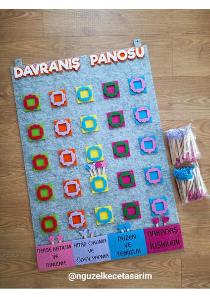 Keçe Davranış Panosu, Davranış Ödül Panosu - 1. 2. 3. Sınıf ve Okul Öncesi - Gri modelleri
