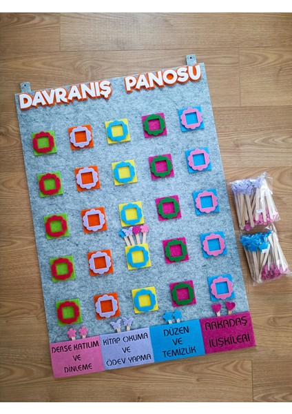 Keçe Davranış Panosu, Davranış Ödül Panosu - 1. 2. 3. Sınıf ve Okul Öncesi - Gri fırsatları